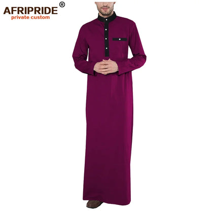 2026 Spring New Men's Jubba Thobe AFRIPRIDE Tailor Made Full Sleeves Single Breasted 100% Cotton Jubba Thobe for Men A1914001