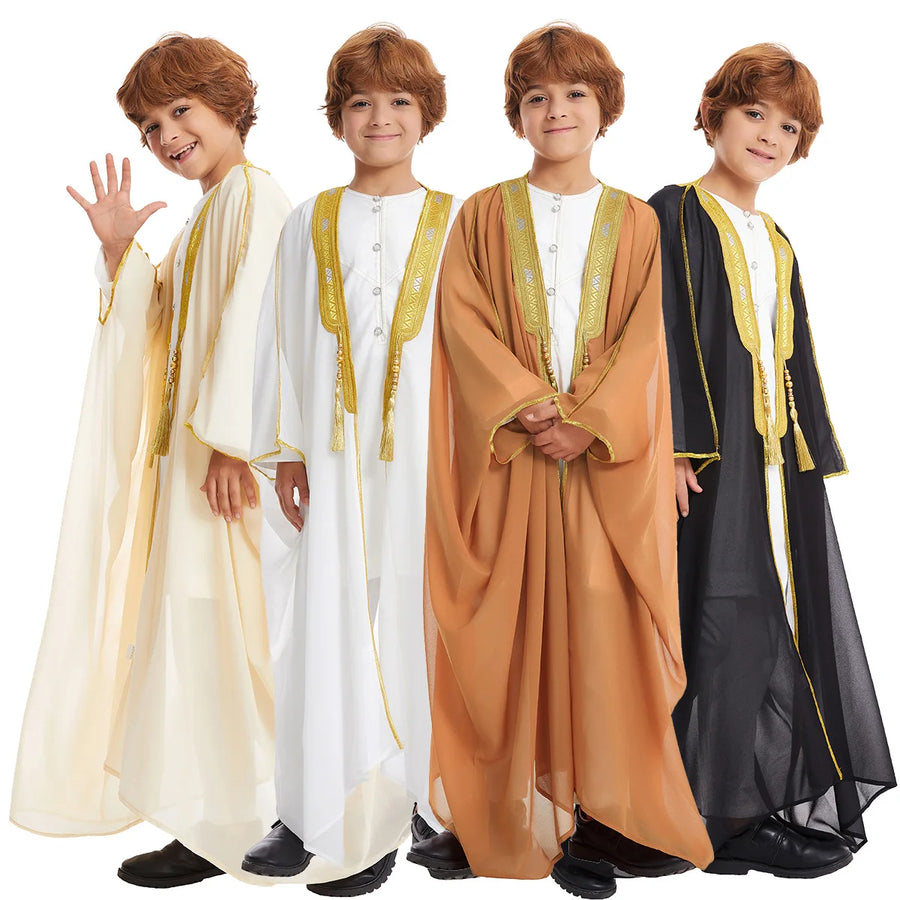 Boys' Eid Dishdasha & Open Abaya – Children's Modest Islamic Robe for Ramadan & Prayer