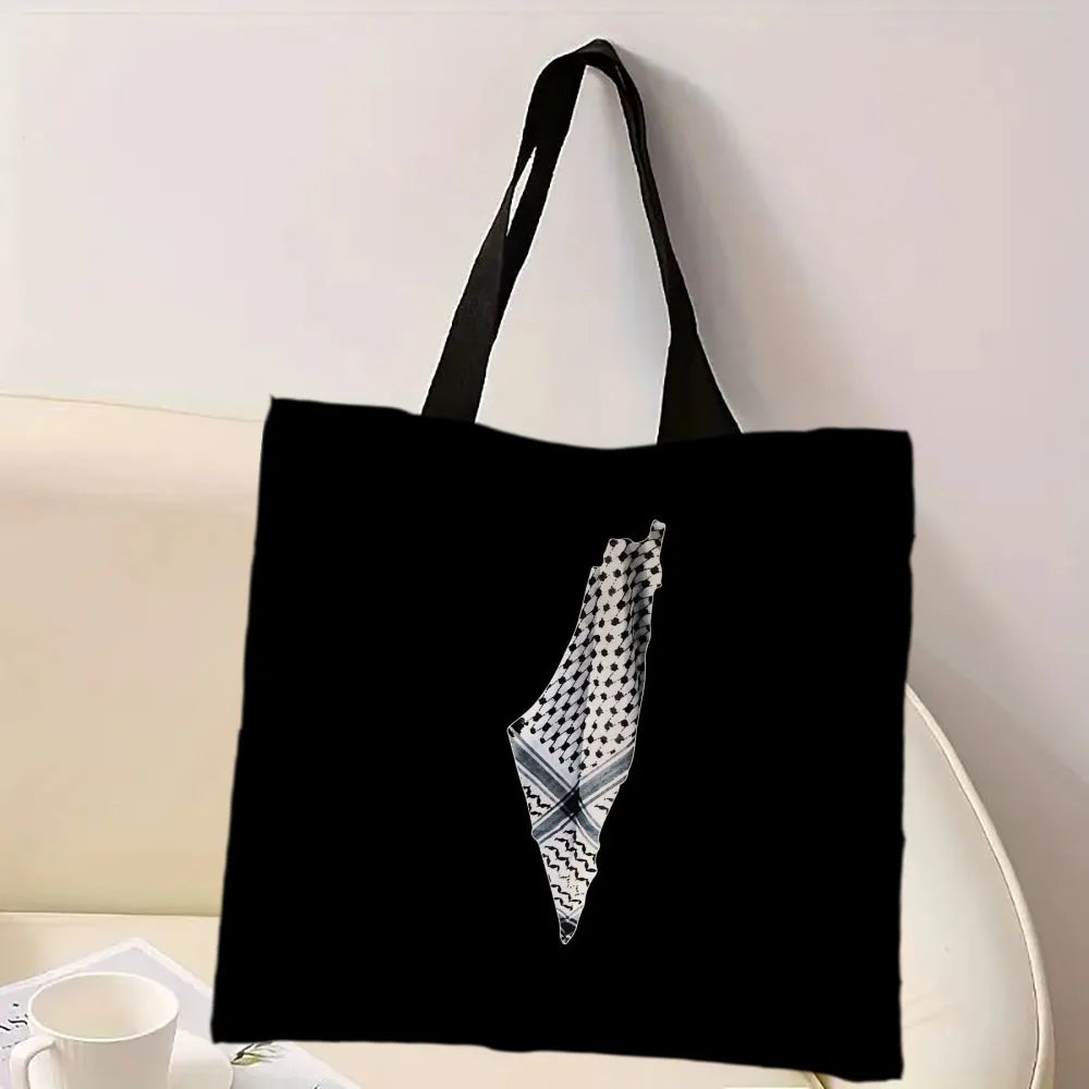 Heart Peace Floral Shoulder Bag – Arabic Calligraphy Keffiyeh Tatreez Art