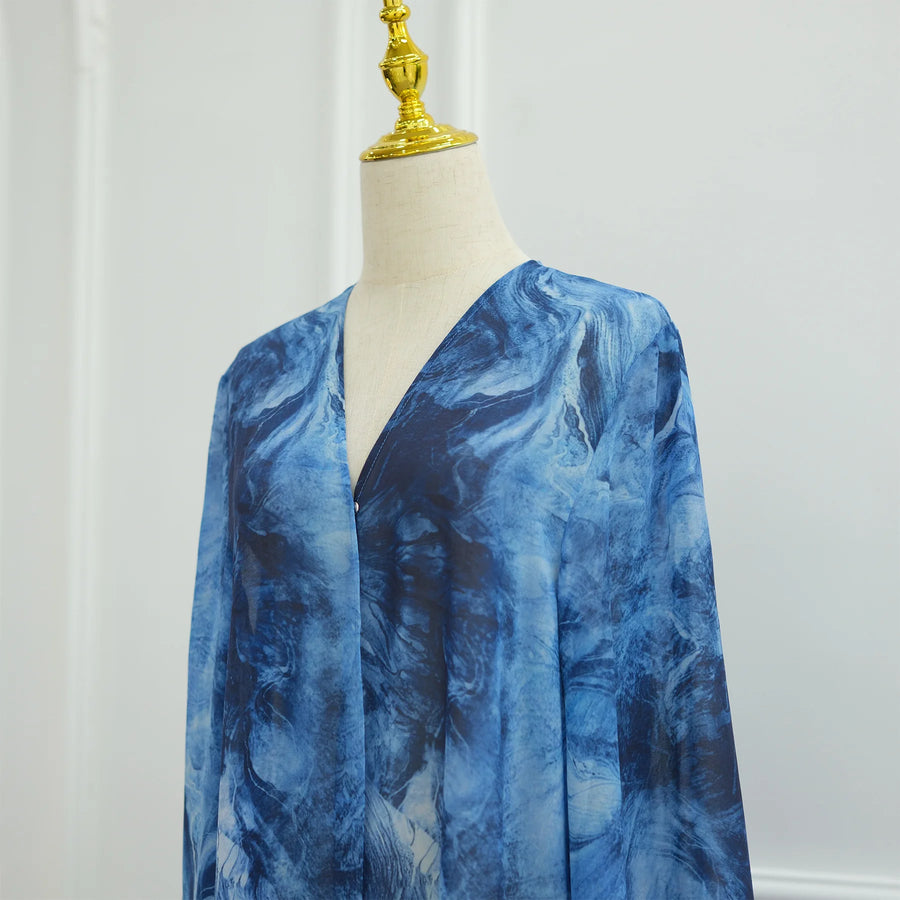 Tie-Dye Summer – The Front Open Abaya with Scarf for the Muslim Woman in America