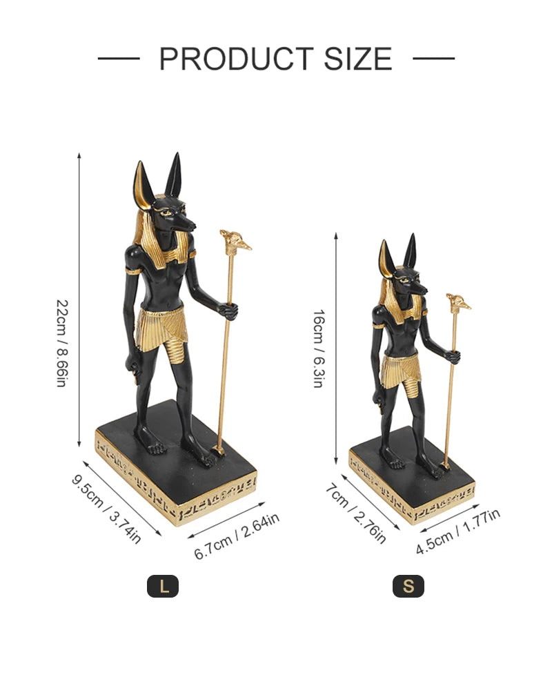 Anubis Resin Sculpture – Egyptian Jackal Guardian & Pyramid Decor