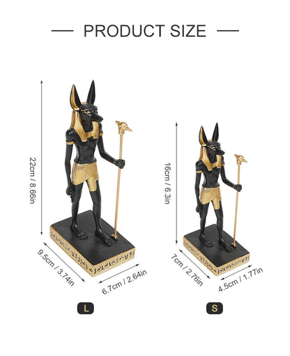 Anubis Resin Sculpture – Egyptian Jackal Guardian & Pyramid Decor