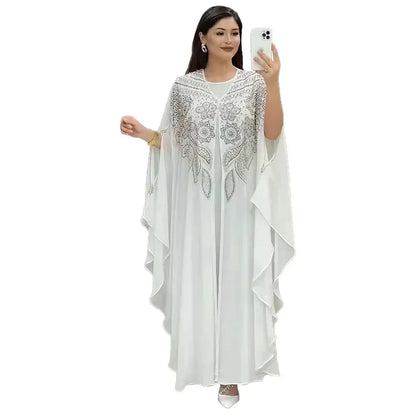 Elegant Moroccan Kaftan Set – 2 Piece Chiffon Abaya Dress