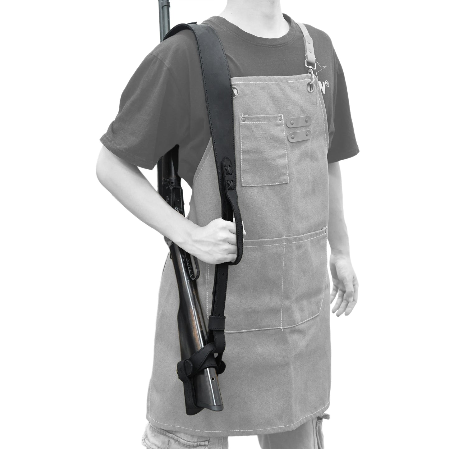 WAYNE'S DOG 1 Combo LeatherRifle Gun No Drill Harnessed Buttstock Holder with Barrel Mount with Matched Gun Sling Shoulder Strap