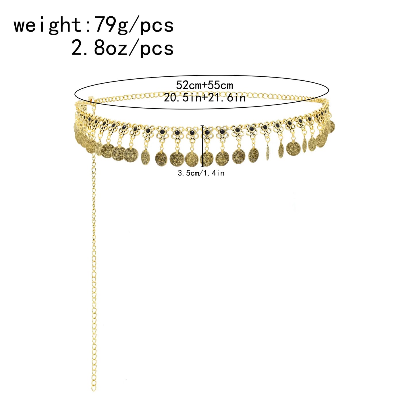 Vintage Coin Tassel Waist Chains For Women Black Crystal Bohemian Ethnic Charms Belly Jewelry India Gypsy Turkey Accessory Gift