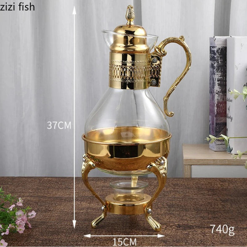 Glass & Metal Teapot – Heated Coffee Kettle, Flower Tea & Juice Maker