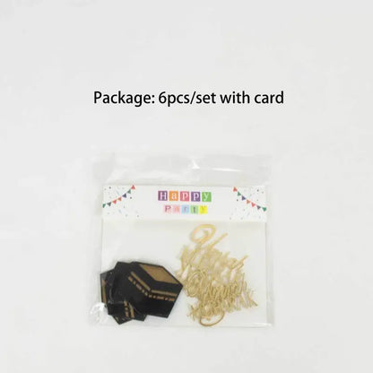 Muslim Umrah Mubarak 6pcs Topper Set in Gold, Great for Ramadan Cake and Cupcake Decorations