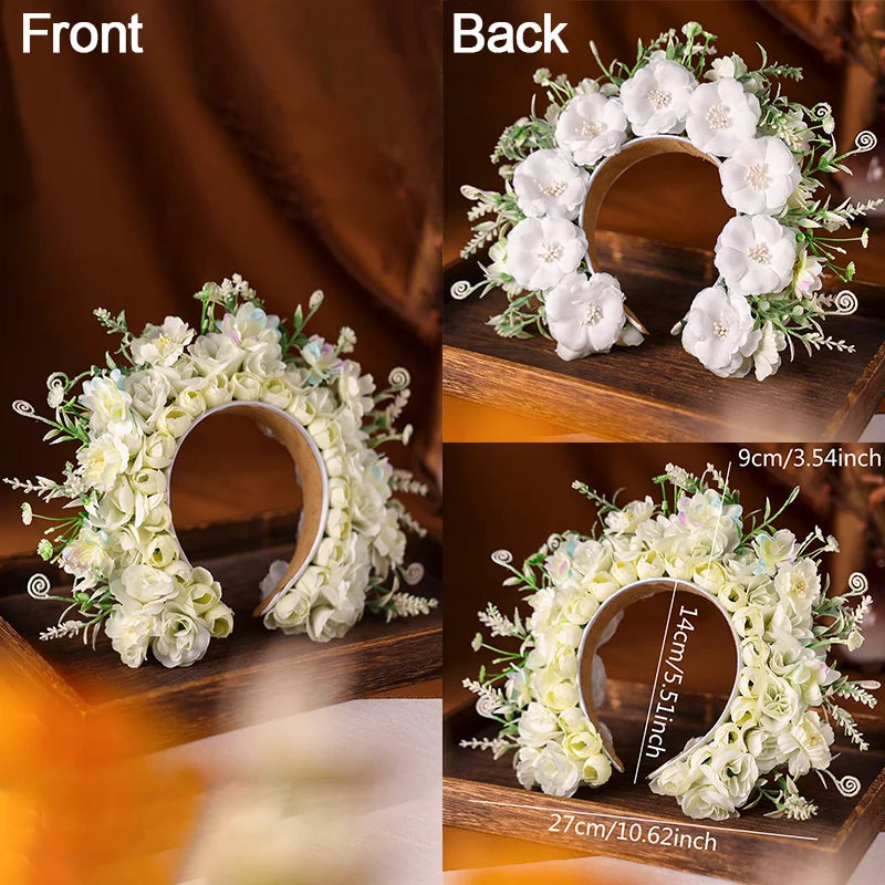 Women Head-Dress Colorful Flower Headband Hair Wreath Wedding Party Costume Headpiece for Bridal Women Fashion Hair Accessory