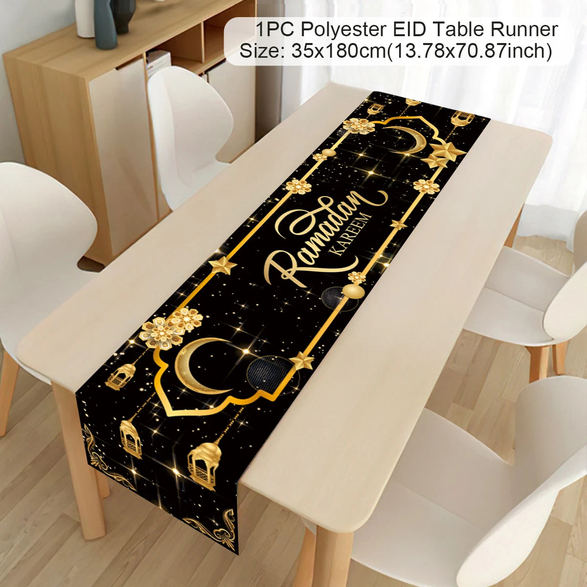 EID Mubarak Decoration Table Runner Ramadan Decor 2024 For Home Tablecloth Ramadan Kareem Islamic Muslim Party Eid Al-Fitr Gifts