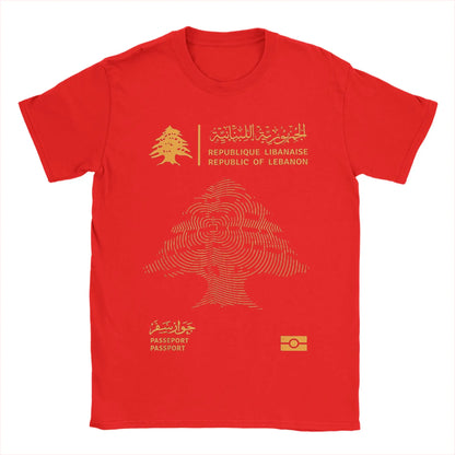 Lebanese Lebanon Passport Flag Men T Shirt  Vintage Tee Shirt Short Sleeve Round Neck T-Shirt Pure Cotton New Arrival Clothes
