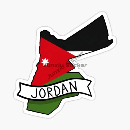 Jordan Flag Emblem Stickers – Waterproof PVC Decals for Car, Laptop & Helmet