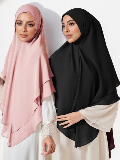 The Double-Layer Chiffon Instant Hijab – Effortless Elegance in Seconds