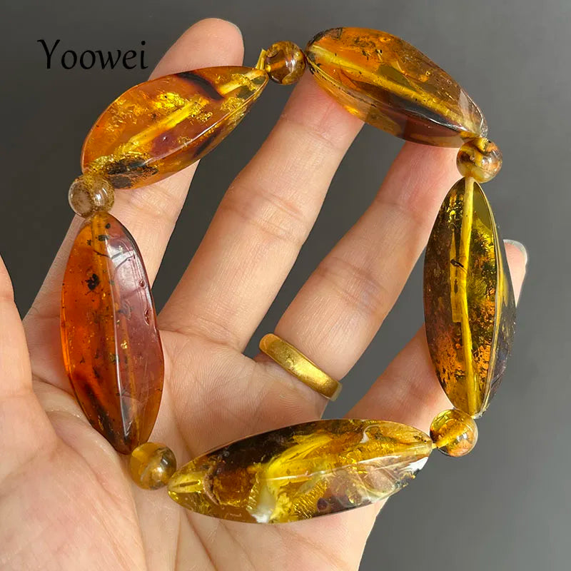 Insect Amber Bracelets Women Men Gift Unique Special Baltic Stone Natural Beads Flyings Faceted Plant Amber Jewelry Supplier