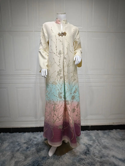 Gradient Grace – The Jacquard Homewear Kaftan for the Arab Woman in America
