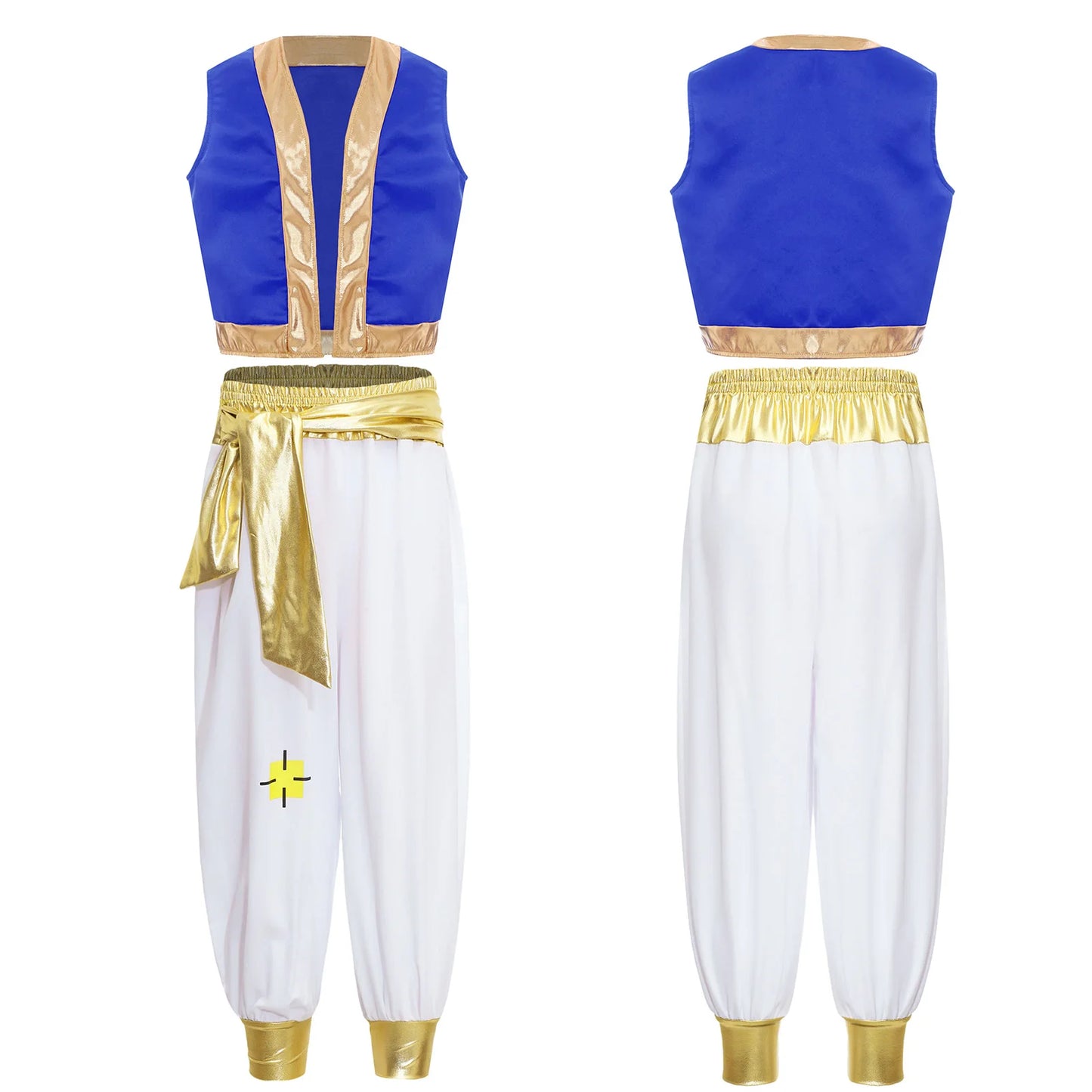 Boys Arabian Aladin Prince Cosplay Party Costume Oriental Indian King Roleplay Dress Up Outfits Loose Vest And Pants Set