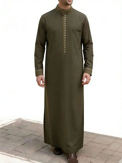 Middle Eastern Arab ethnic robe, Muslim traditional men's robe, casual festival worship, Islamic men's clothing