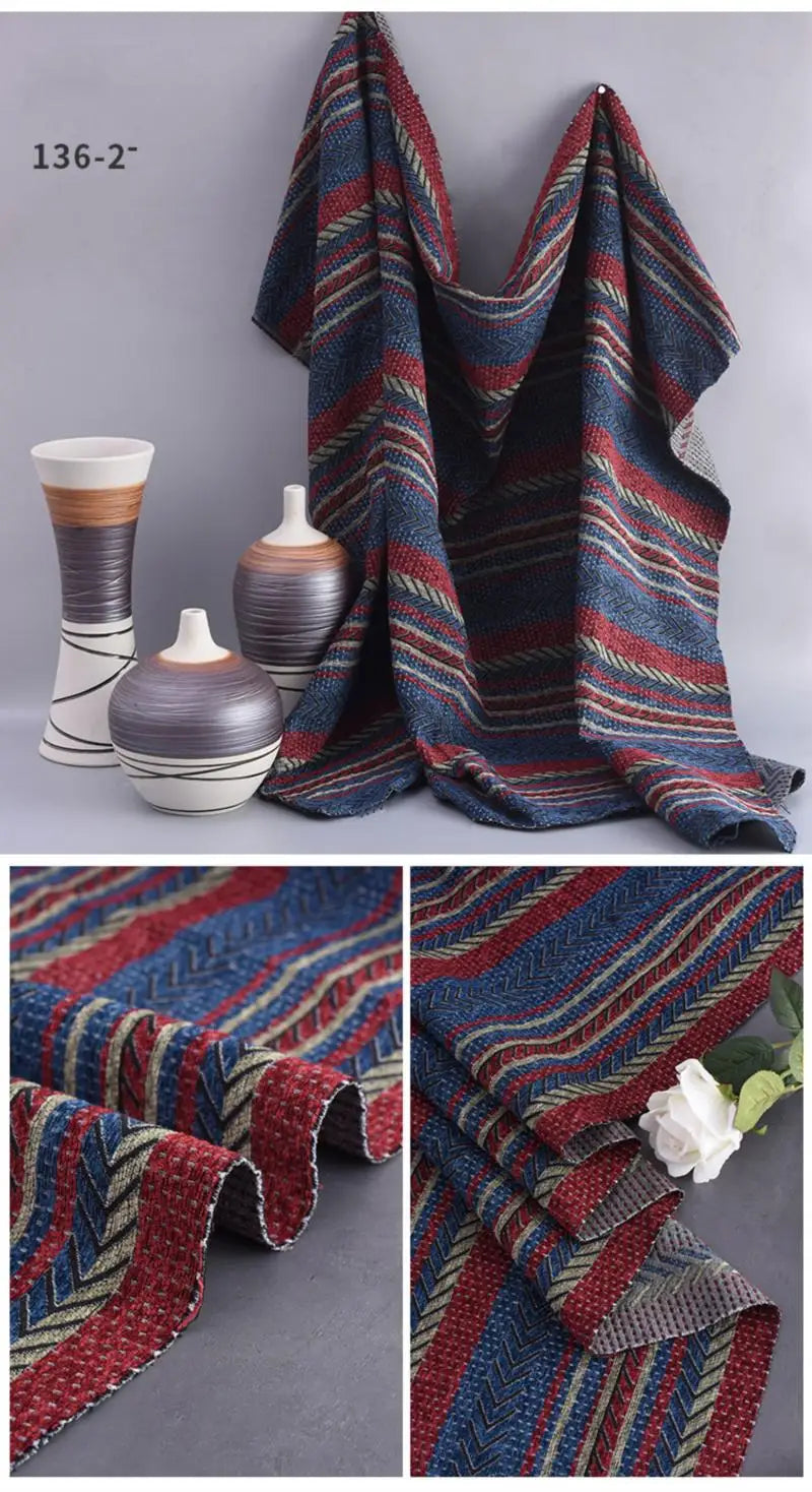 148x100cm Thickener Chenille Jacquard Sofa Fabric Cloth Stripe Luxury Anti-Slip Sofa Cover Boho Fabric Set Luggage DIY Clothing