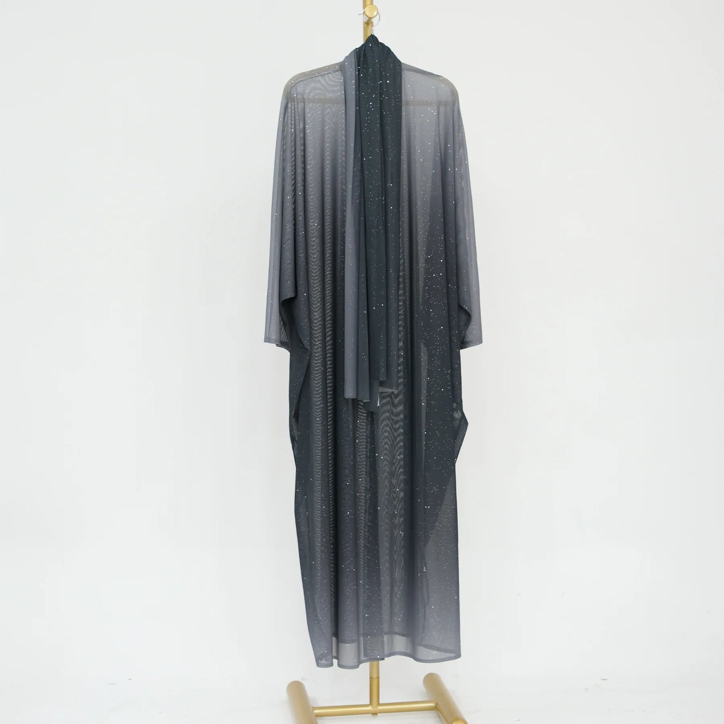 Islamic Shiny Gradient Color Cardigan for Women Muslim Hijab Abaya Dubai Party Dresses Turkey Kaftan Moroccan Robe Fashion