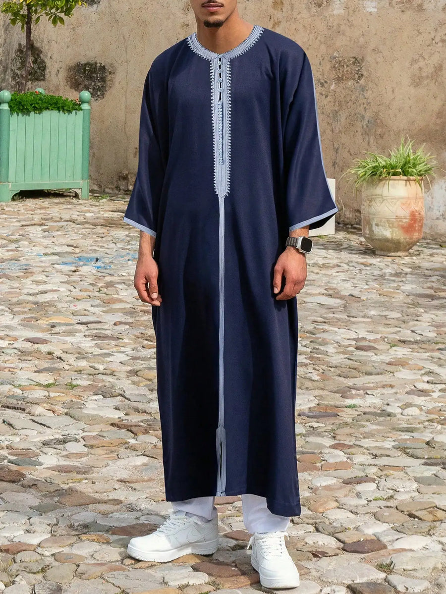 The Moroccan Gentleman – Embroidered Long-Sleeved Islamic Robe
