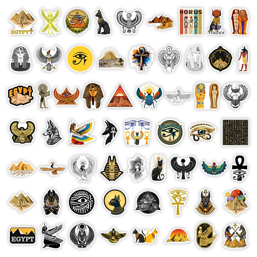 Egyptian Culture Sticker Pack – Pyramids & Pharaohs Waterproof Decals for Scrapbook & Laptop