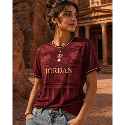 Women's Petra Soccer Jersey – Oversized Quick-Dry Tee, Vintage Jordan Travel Print