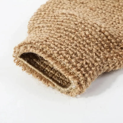 Hemp Back Scrubber Bath Towel Jute Exfoliating Loofah Back Strap with Gloves for Shower Bath Body Cleaning Kit for Bath Supplies