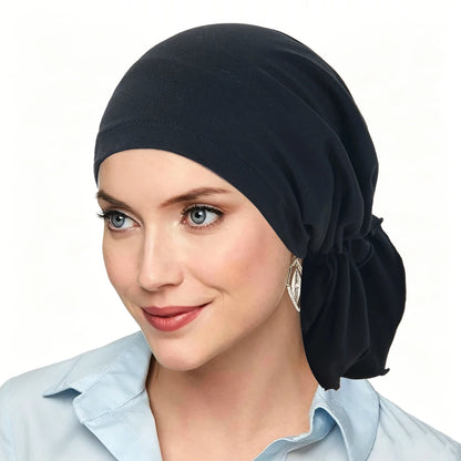 Soft Elastic Women Turban Caps Muslim Headscarf Bonnet Pre-Tied Hijab Headwrap Cap Soft Lady Hair Loss Chemo Cap