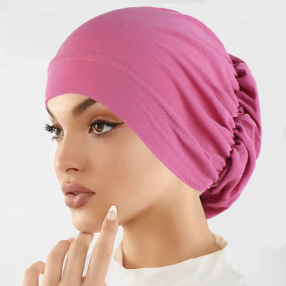 Muslim Fashion Women Hijabs Soft Stretch Solid Color Turban Hat Cancer Chemo Beanies Caps Headwear Headwrap Hair Accessories