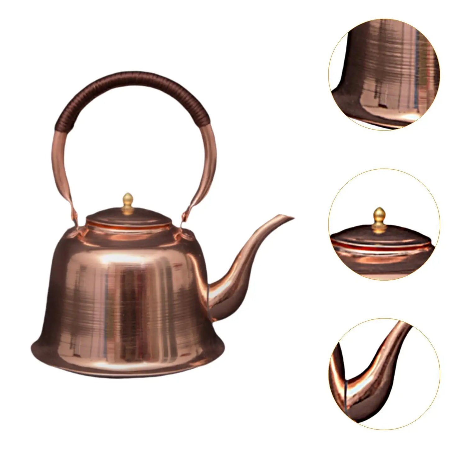 Tea Kettle 1L Copper Handmade with Ergonomic Handle Copper Teapot for Stovetop
