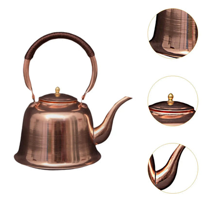 Tea Kettle 1L Copper Handmade with Ergonomic Handle Copper Teapot for Stovetop