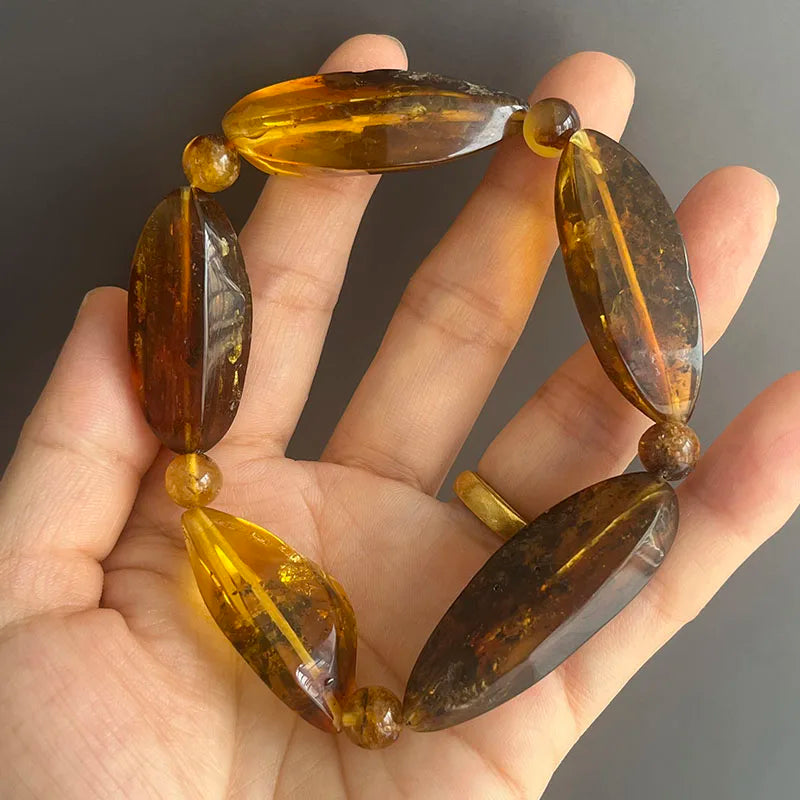 Insect Amber Bracelets Women Men Gift Unique Special Baltic Stone Natural Beads Flyings Faceted Plant Amber Jewelry Supplier