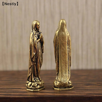 Brass Maria Figurine Pendant Brass Maria Figurine Pure Copper Vintage Virgin Mary Figurine〔Nest〕
