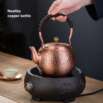 600/1200/1600ml Pure Copper Boiling Tea Kettle Retro Style Handmade Copper Pot Large Capacity Health Care Teapot Boiling Kettle