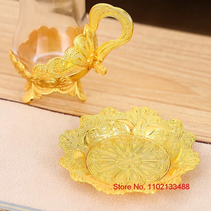 Gold Coffee Cup & Saucer Set – Luxury Middle Eastern Glasware for Tea & Coffee
