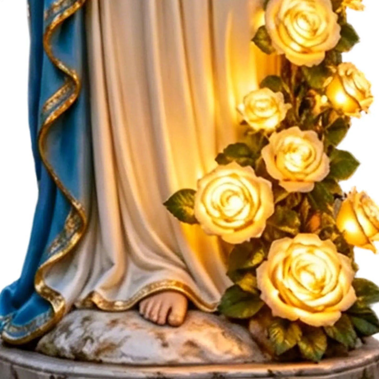 Mary Garden Statue Outdoor Christian Statue Blessed Mother Garden Light Statue with Glowing Rose Usb Lamp For Lawn Patio Porch
