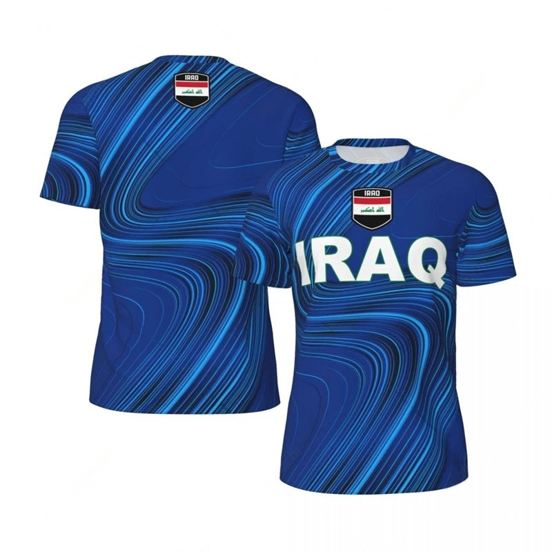 Iraq Flag Graphic Mens Football Jersey Fashion National Emblem 3D Printed Sports T Shirt Casual Oversized Breathable Tees Tops