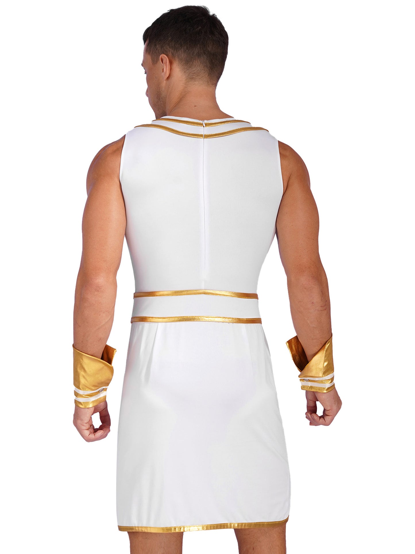 Pharaoh & Spartan Robe Costume – Men's Egyptian God Cosplay with Cuffs