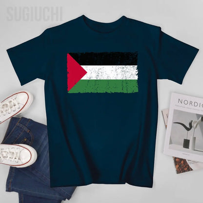 Unisex Men Palestine Flag Proud Palestinian Gaza Arabic Tshirt Tees T Shirts Women Boys 100% Cotton T-Shirt