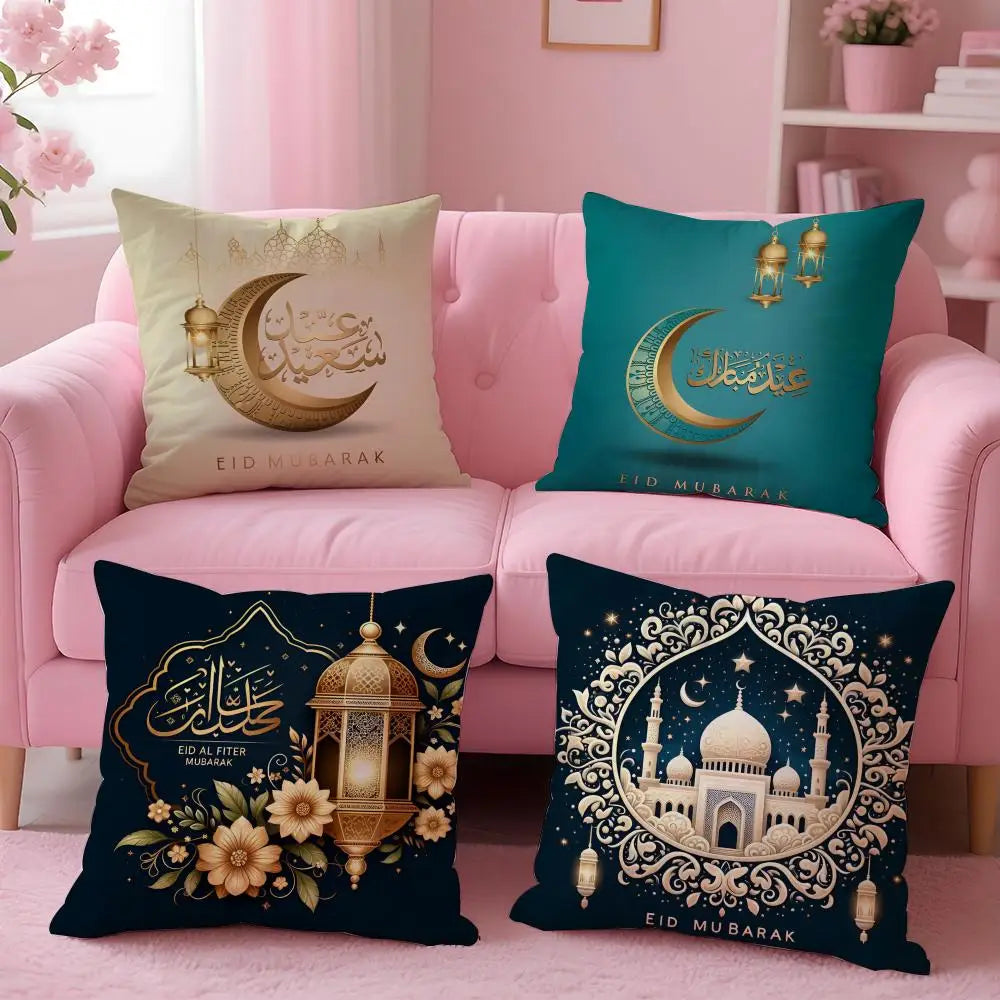 Ramadan Islamic Eid Muslim Halal Cushion Cover Plush Fabric Soft  Printed Sofa Warm Winter Home Gift Pillow Cover