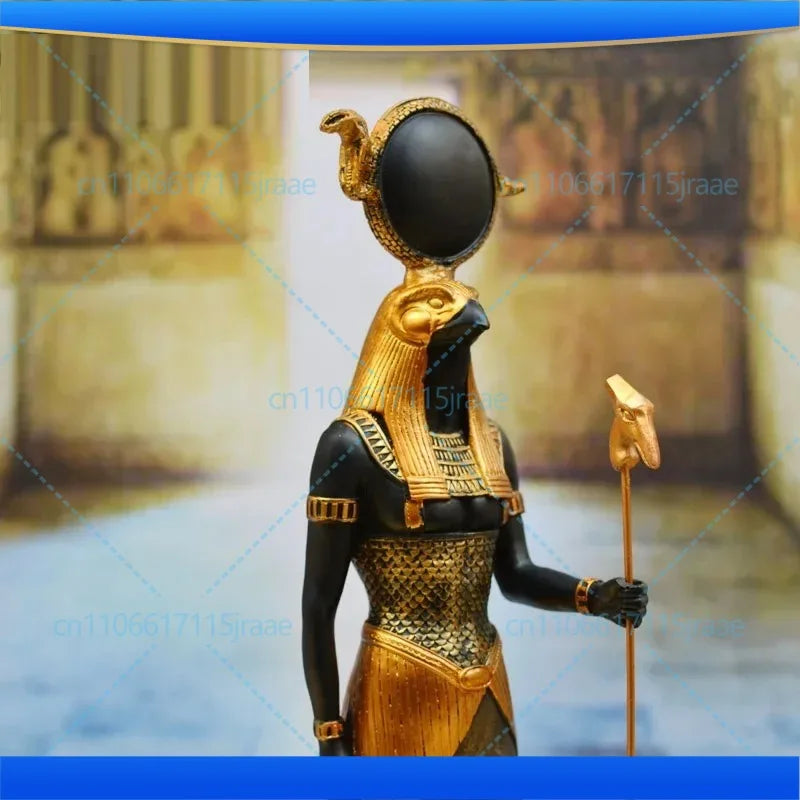 Horus God of War Statue – Eagle & Snake Scepter, Son of Isis Egyptian Sculpture