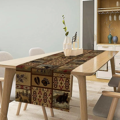 The Aztec Linen – Boho Abstract Geometric Table Runner