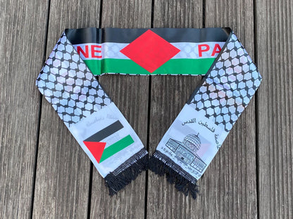 xvggdg   14*130cm   Palestine flag Custom Scarf palestine national day Scarf Printing Satin Palestinian Scarf