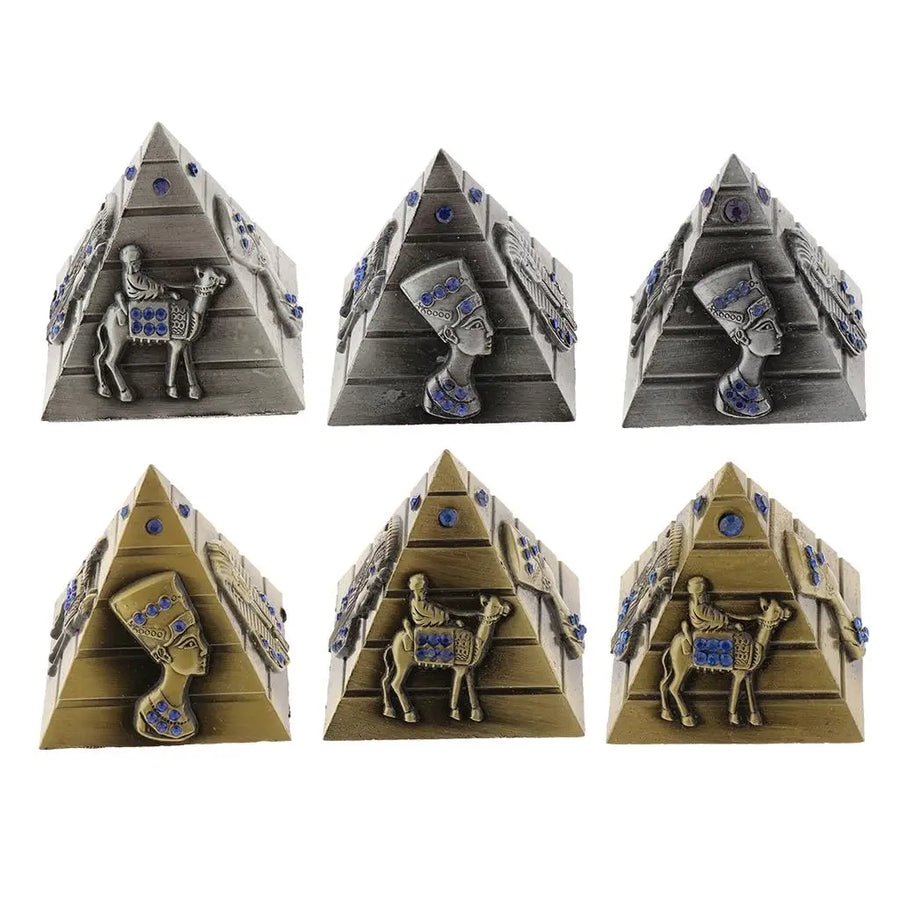 Vintage Metal Pyramid Model – Egyptian Architecture Statue for Desk & Home Decor