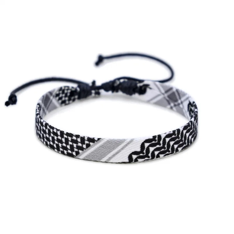 Arabic Scarf Woven Bracelet – Handmade Ethnic Ribbon Jewelry for Men & Women