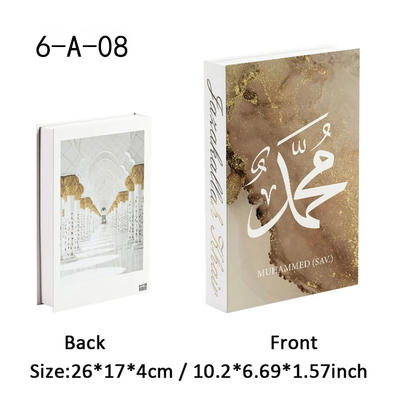 Islamic Kaaba Eid Mosque Luxury Decorative Books Storage Box Fake Book Interior Decoration Coffee Table Ornament Bedroom Decor