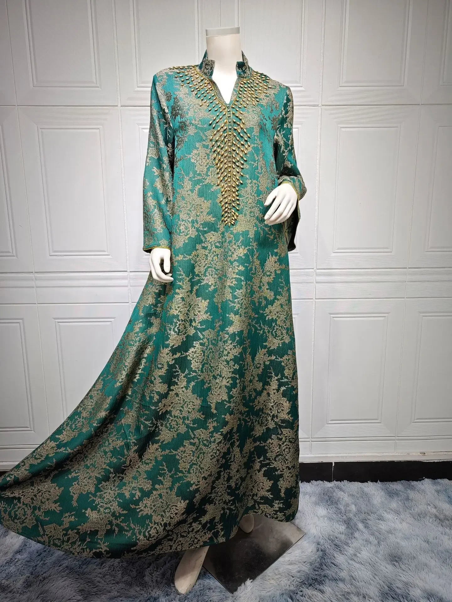 Eid Radiance – Beaded Collar Abaya for the Arab Woman in America