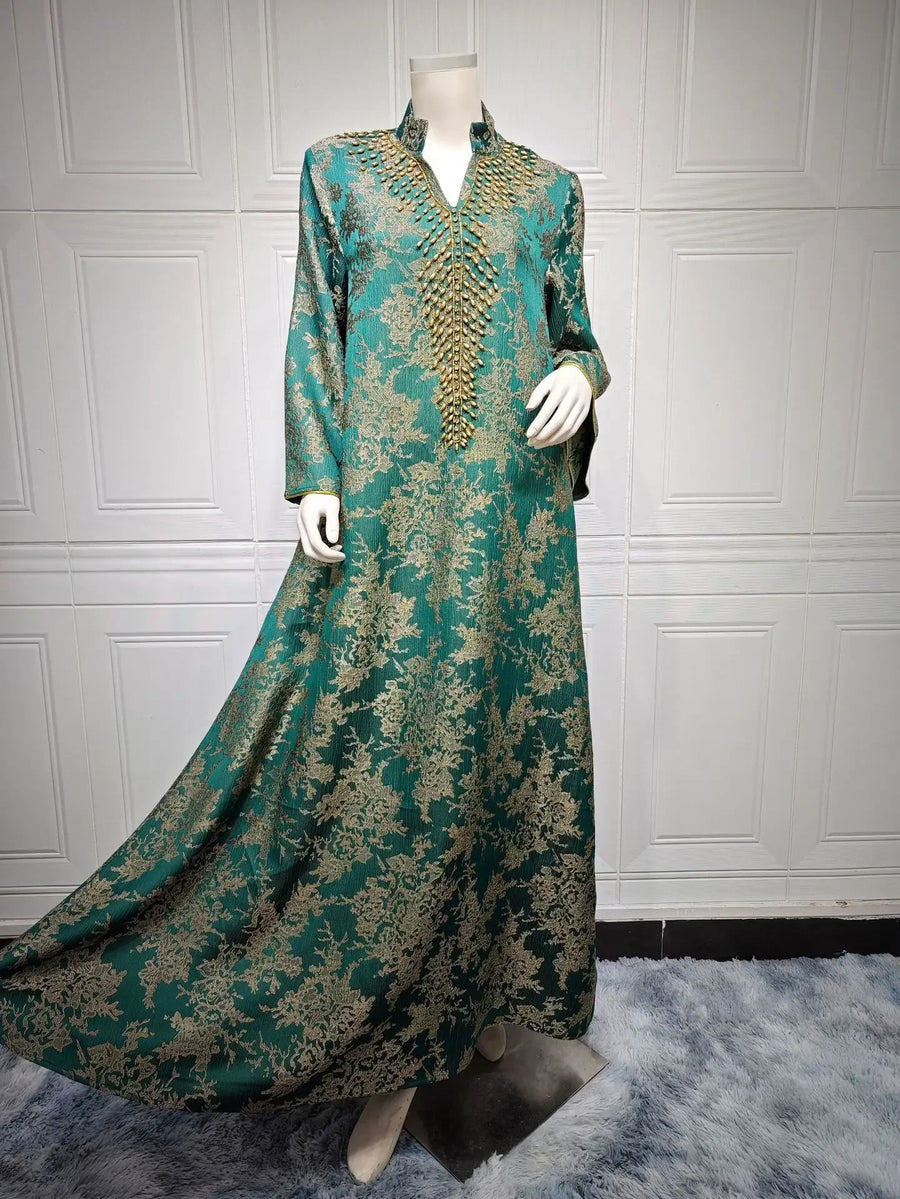 Eid Radiance – Beaded Collar Abaya for the Arab Woman in America