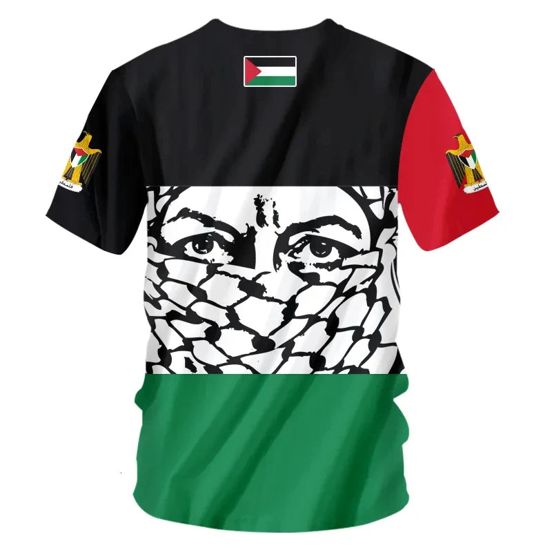 Fashion Palestine Flag Football T Shirts Trend Summer Short Sleeve National Emblem 3D Printed Sports Tees Loose Breathable Tops