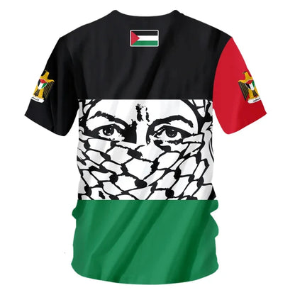 Fashion Palestine Flag Football T Shirts Trend Summer Short Sleeve National Emblem 3D Printed Sports Tees Loose Breathable Tops