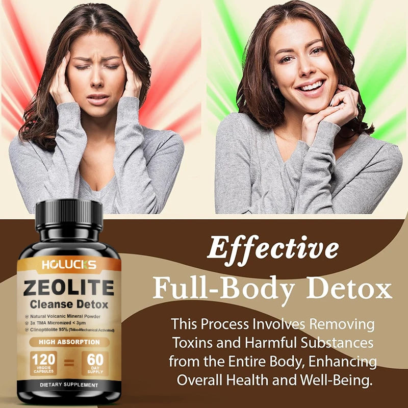 Zeolite Cleanse Detox Supplement, Supports Kidney Repair, Full Body, Liver & Colon Detox, for Mental Clarity & Focus